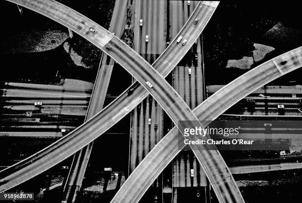 los angeles freeway - city 70's fotografías e imágenes de stock
