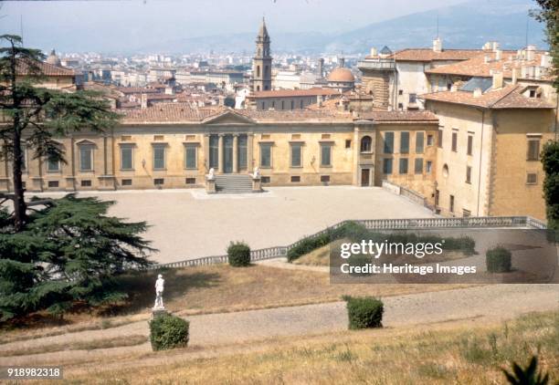 Pitti Palace and the Boboli Gardens in August, Florence, Italy, c20th century. The Palazzo Pitti, sometimes called the Pitti Palace, is a vast,...