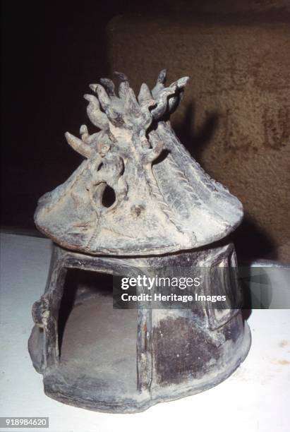 Etruscan Cinerary Urn, c7th century BC-4th century BC. Used to contain the cremated remains of an individual. Tarquinia Museum. Artist Unknown.