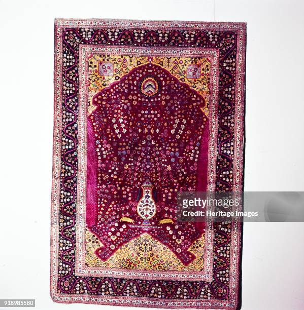 South Persian Prayer Rug, 18th century. Length 2 metres x 1.3 metres. At Chicago Art Institute. Artist Unknown.