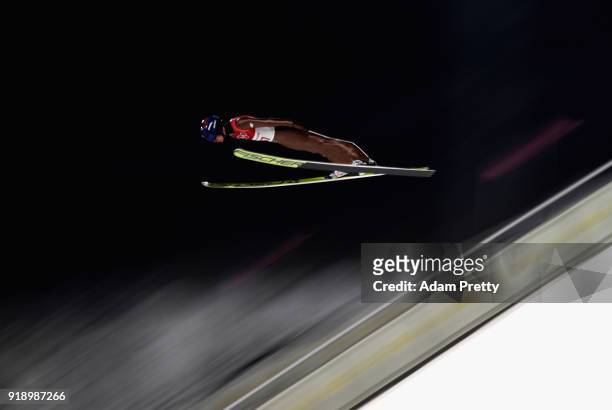 Kamil Stoch of Poland competes during the Ski Jumping Men's Large Hill Individual Qualification at Alpensia Ski Jumping Center on February 16, 2018...