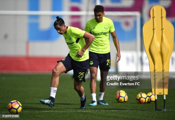 Ramiro Funes Mori in action during the Everton warm weather training camp at NAS Sports Complex on February 16, 2018 in Dubai, United Arab Emirates.