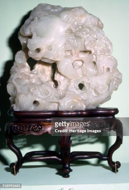 Chinese Jade, Representation of Taoist Sacred Mountain with Hermit's Hut, c1636-1912. Symbolised the retreat aspect of Taoism. Chi'ing Dynasty. The...