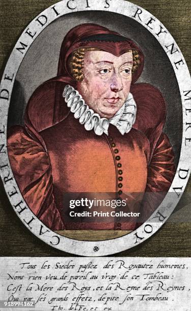 Catherine de' Medici , Queen of Henry II of France and regent on behalf of their sons Francis II, Charles IX and Henry III, c16th century . From A...