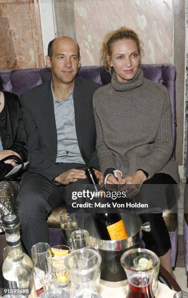 Actor Anthony Edwards, and Uma Thurman attends the screening of "Motherhood" after party hosted by Gotham Magazine at the The Gates on October 15,...