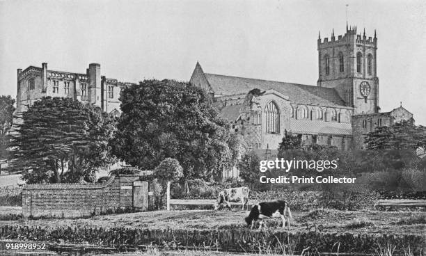 Christchurch Priory', c1910. From Souvenir of Bournemouth. [J. H. Bishop, Bournemouth, ]Artist Unknown.