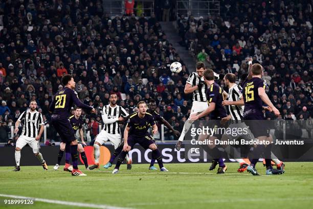 Mario Mandzukic during the UEFA Champions League Round of 16 First Leg match between Juventus and Tottenham Hotspur at Allianz Stadium on February...