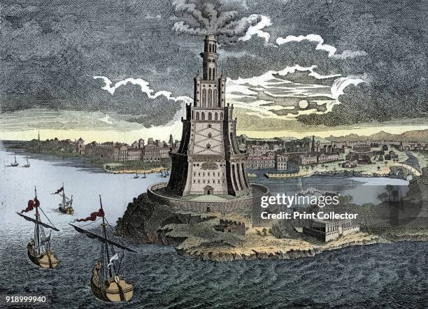 The Pharos of Alexandria, 18th century. One of the Seven Wonders of the Ancient World, the Pharos of Alexandria was a lighthouse built by Sostratus...