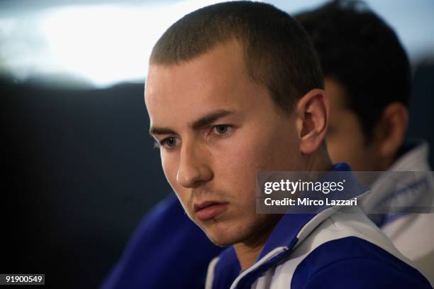 Jorge Lorenzo of Spain and the Fiat Yamaha looks on during the press conference ahead of the 2009 MotoGP of Australia at Phillip Island Grand Prix...