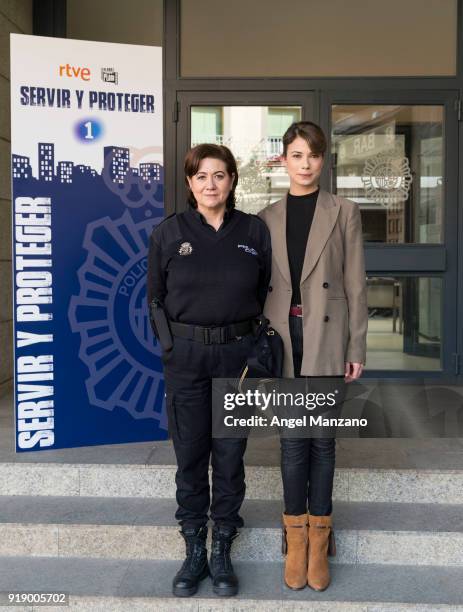 Luisa Martin and Andrea del Rio attend the 'Servir Y Proteger' New Characters Presentation on February 16, 2018 in Madrid, Spain.