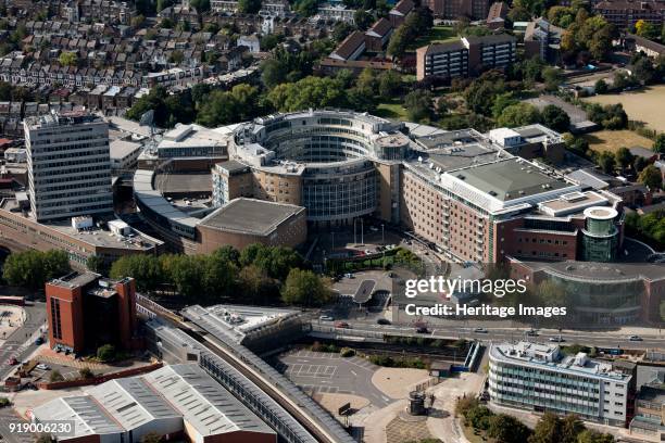 Television Centre, White City London, September 2012. Purpose built in 1960 as the headquarters of BBC Television, it formally closed in 2013 and is...