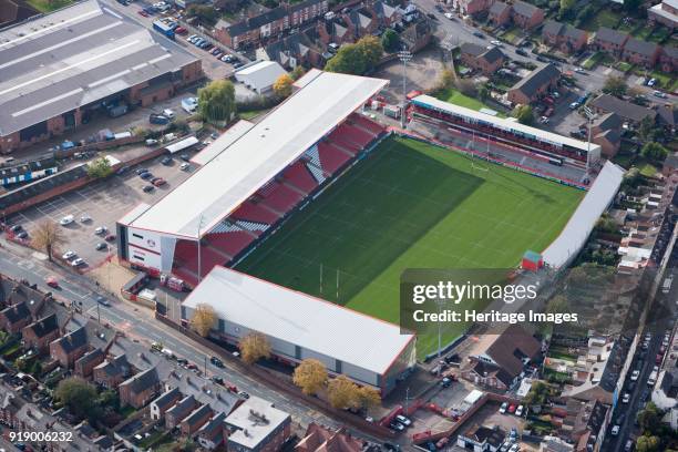 Kingsholm Stadium, Gloucester, Gloucestershire, 2010. First built in 1891, Kingsholm has been home for Gloucester Rugby Union club ever since.