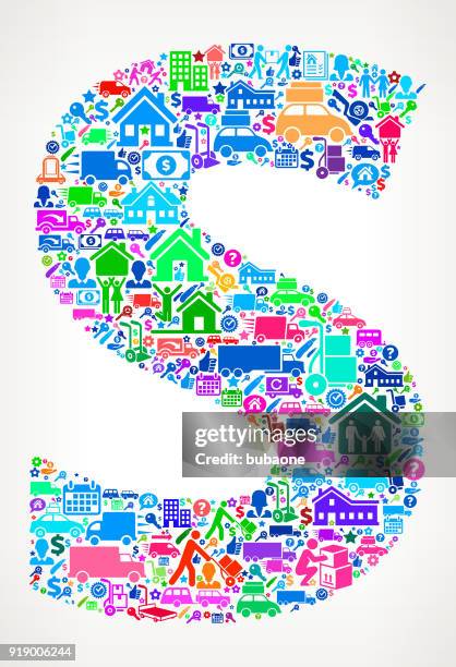 letter s moving and relocation vector icon pattern - movers packing stock illustrations