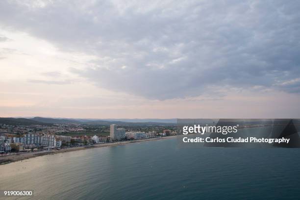 tourism development on the mediterranean coast, peniscola, castellon, spain - costa_del_azahar stock pictures, royalty-free photos & images