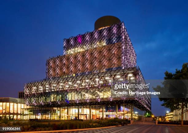 Library of Birmingham, Centenary Square, Broad Street, Birmingham, West Midlands, circa 2013. General view of the south and east elevations at...