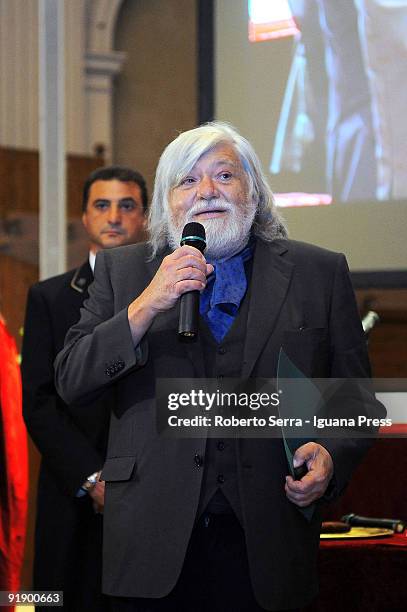 Professor Giorgio Celli during the ceremony of nomination "Professor Emerito" of the Universita di Bologna att Aula Magna of Santa Lucia on October...