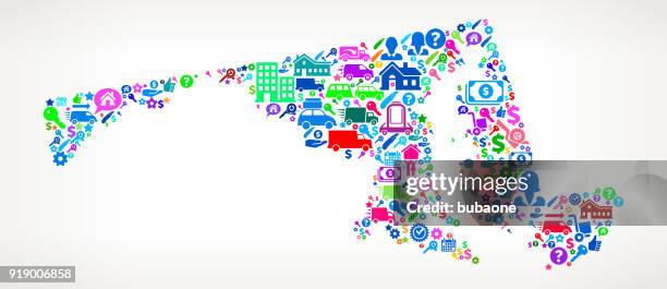 maryland moving and relocation vector icon pattern - movers packing stock illustrations