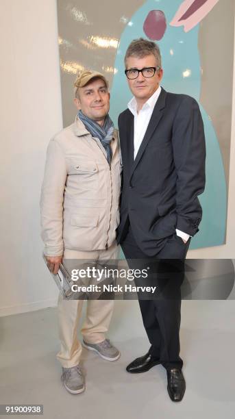 Artist Marc Quinn and gallerist Jay Jopling attends the Frieze Art Fair private view at Regent's Park on October 14, 2009 in London, England.