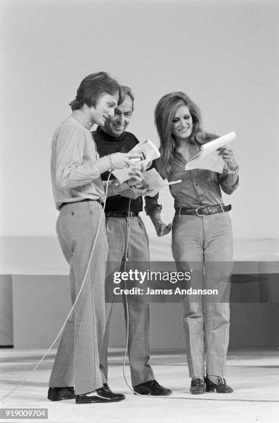 Paris - French singers Claude François and Dalida on the set of the tv show "Si ça vous chante" hosted by Guy Lux , 9th october 1968