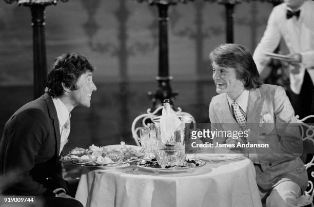 Paris - From left to right : french singers Sacha Distel and Claude François on the set of the french tv show "Sacha Show", 18th February 1971