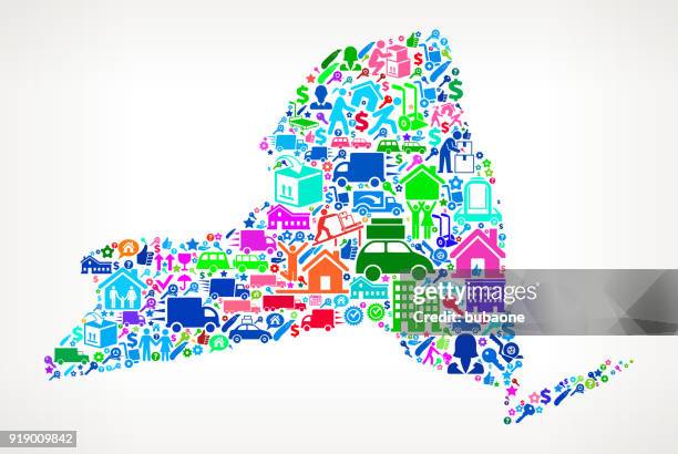 new york moving and relocation vector icon pattern - movers packing stock illustrations