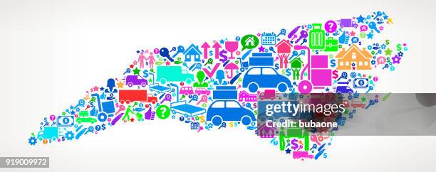 north carolina moving and relocation vector icon pattern - movers packing stock illustrations