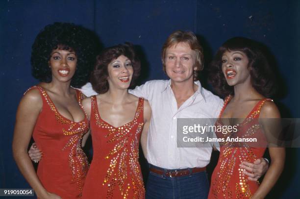 Leysin, Switzeland - French singer Claude Francois on the set of a tv show of BBC one day before his death - with his Clodettes, 10th March 1978
