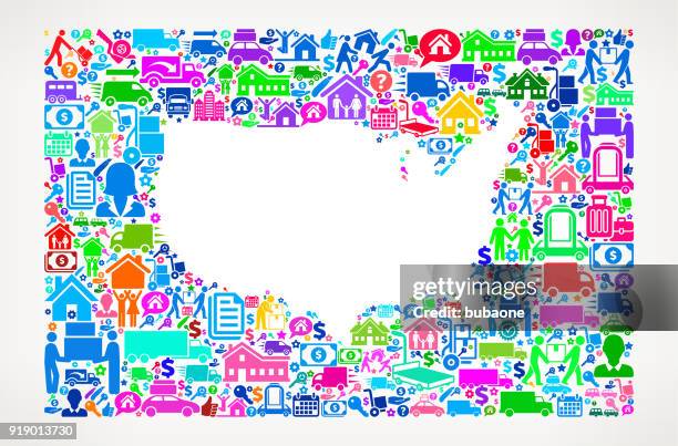 us map moving and relocation vector icon pattern - movers packing stock illustrations