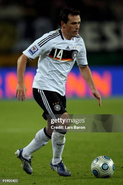 Piotr Trochowski of Germany runs with the ball during the FIFA 2010 World Cup Group 4 Qualifier match between Germany and Finland at the HSH Nordbank...