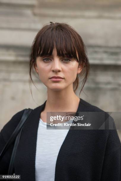 Model with a fringe day 1 of Paris Womens Fashion Week Spring/Summer 2018, on September 26, 2017 in London, England.