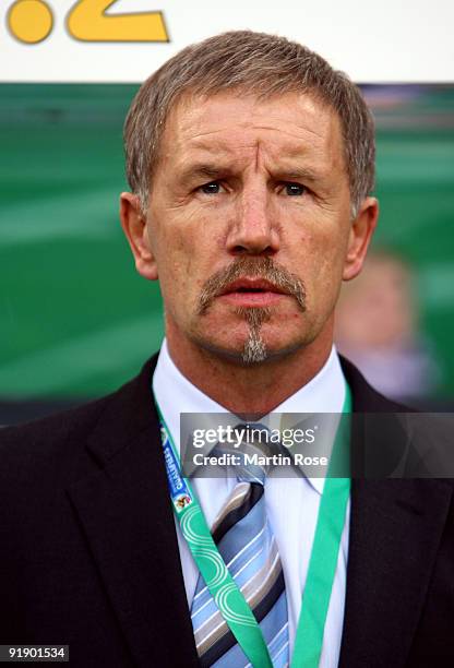 Stuart Baxter, head coach of Finland poses prior to the the FIFA 2010 World Cup Group 4 Qualifier match between Germany and Finland at the Hamburg...