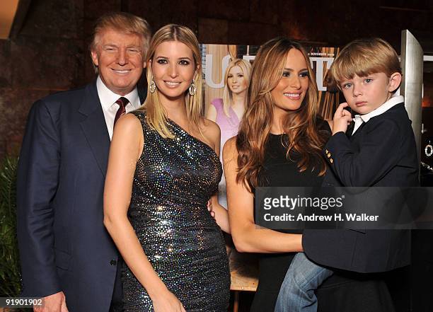 Donald Trump, Ivanka Trump, Melania Trump-Trump and Barron Trump attend the "The Trump Card: Playing to Win in Work and Life" book launch celebration...