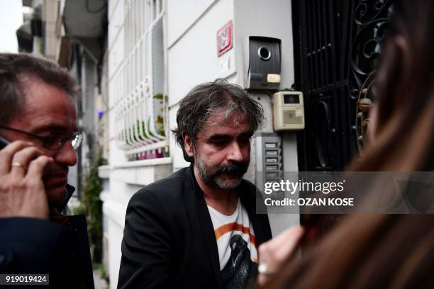 German-Turkish journalist Deniz Yucel arrives at his hiome in Istanbul on February 16, 2018 following his release from prison. Turkey ordered the...