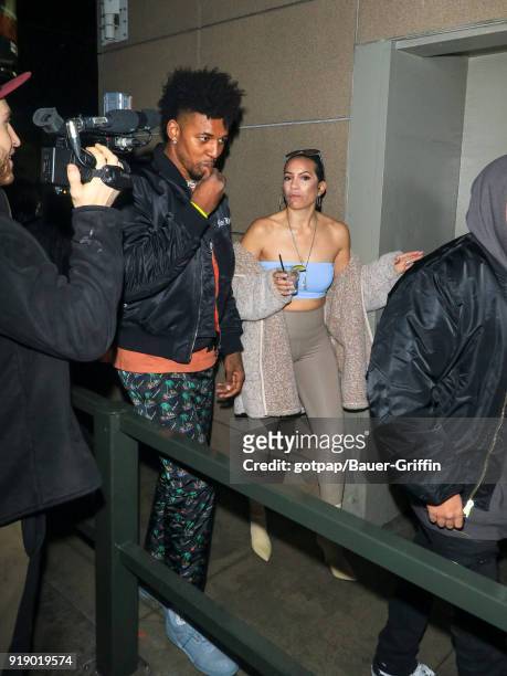 Nick Young and Tracy Jernagin are seen on February 15, 2018 in Los Angeles, California.