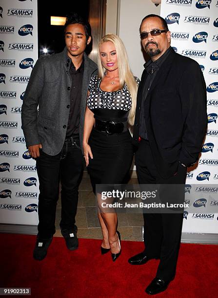 Lil Ice, Coco Nicole Austin and Ice-T attend the 2009 Voice Awards at Paramount Theater on the Paramount Studios lot on October 14, 2009 in Los...