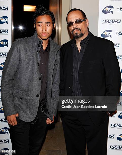 Lil Ice and Ice-T attend the 2009 Voice Awards at Paramount Theater on the Paramount Studios lot on October 14, 2009 in Los Angeles, California.
