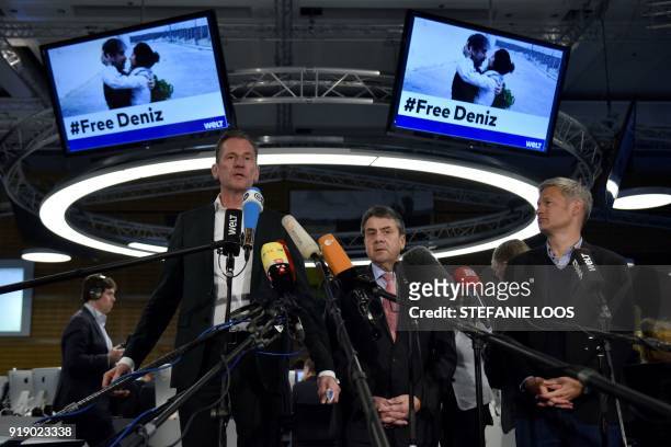 German Vice Chancellor and Foreign Minister Sigmar Gabriel , CEO of German media giant Axel Springer Mathias Doepfner and editor in chief of German...