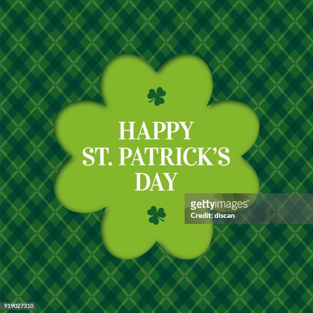 happy st. patricks day card mit klee rahmen - ehemalige irische währung stock-grafiken, -clipart, -cartoons und -symbole