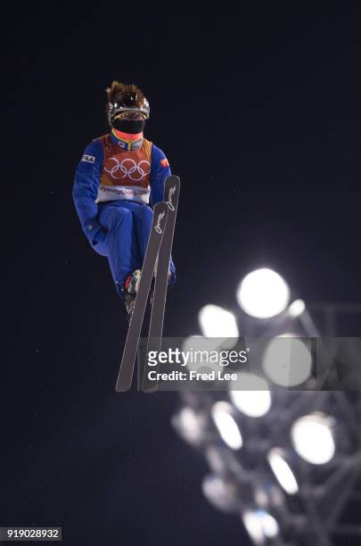 Mengtao Xu of China competes during the Freestyle Skiing Ladies' Aerials Qualification on day six of the PyeongChang 2018 Winter Olympic Games at...