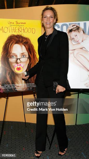 Actress Uma Thurman attend the screening of "Motherhood" hosted by Gotham Magazine at the SVA Theater on October 14, 2009 in New York City.