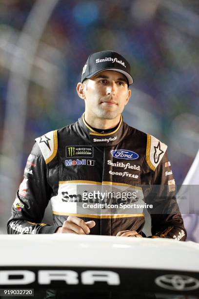 Aric Almirola, Stewart-Haas Racing, NAPA Auto Parts Ford Fusion prior to the Can-Am Duels Monster Energy NASCAR Cup Series races on February 15 at...