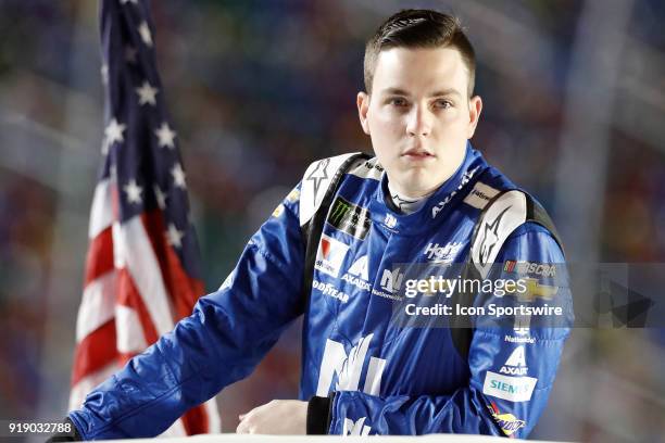 Alex Bowman, Hendrick Motorsports, Nationwide Chevrolet Camaro prior to the Can-Am Duels Monster Energy NASCAR Cup Series races on February 15 at the...