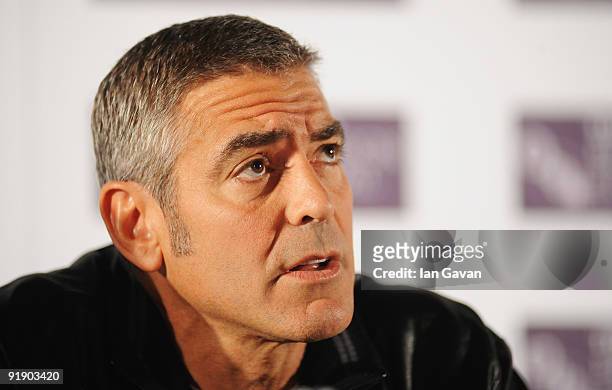 Actor George Clooney attends 'The Men Who Stare At Goats' press conference during the Times BFI 53rd London Film Festival at the Vue West End on...