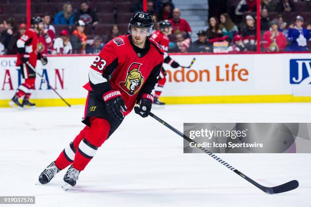 Ottawa Senators Center Nick Shore skates during warm-up before National Hockey League action between the Buffalo Sabres and Ottawa Senators on...