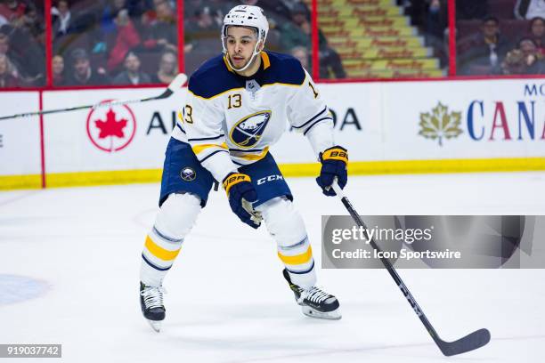 Buffalo Sabres Right Wing Nicholas Baptiste tracks the play during first period National Hockey League action between the Buffalo Sabres and Ottawa...