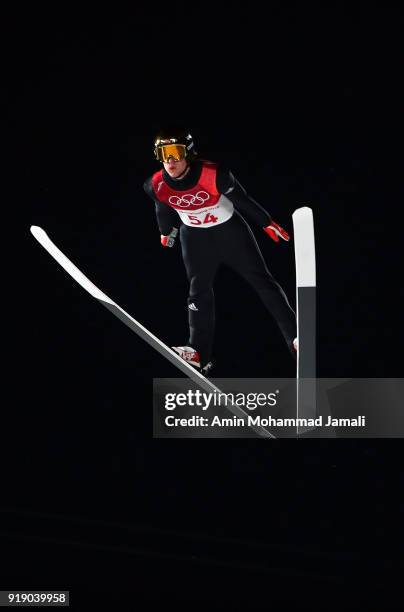 Daniel Andre Tande of Norway competes during the Ski Jumping Men's Large Hill Individual Qualification at Alpensia Ski Jumping Center on February 16,...