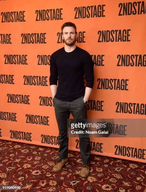 Actor Chris Evans attends the "Lobby Hero" cast meet and greet at Sardi's on February 16, 2018 in New York City.