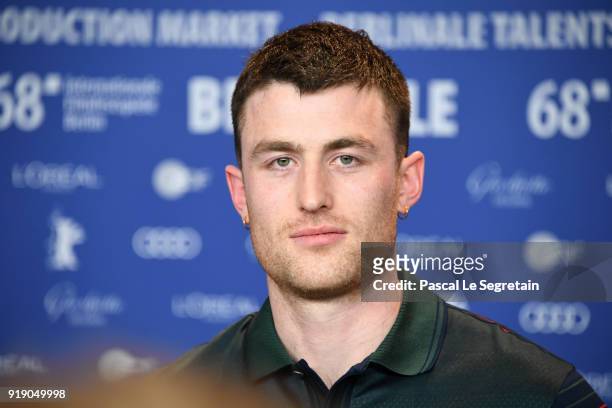 James Frecheville attends the 'Black 47' press conference during the 68th Berlinale International Film Festival Berlin at Grand Hyatt Hotel on...