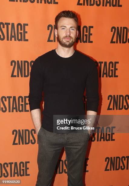 Chris Evans poses at the new broadway play "Lobby Hero" cast meet & greet at Sardi's on February 16, 2018 in New York City.