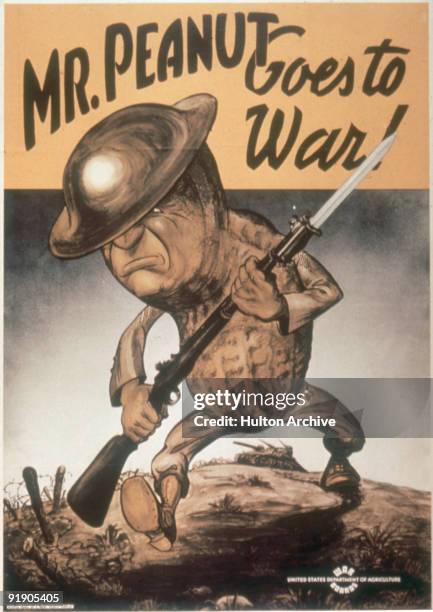 Rifle with affixed bayonet in hand, jaw set in determination, and helmet at a rakish angle, an anthropomorphized peanut strides across a blighted...